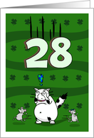 Happy 28th birthday on St. Patrick’s Day, Cat and mice card