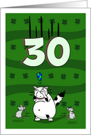 Happy 30th birthday on St. Patrick’s Day, Cat and mice card