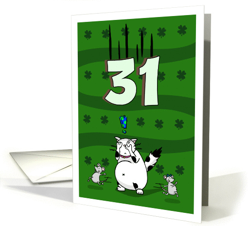 Happy 31st birthday on St. Patrick's Day, Cat and mice card (1423514)