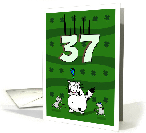 Happy 37th birthday on St. Patrick's Day, Cat and mice card (1423534)