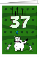 Happy 37th birthday on St. Patrick’s Day, Cat and mice card