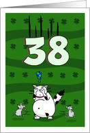 Happy 38th birthday on St. Patrick’s Day, Cat and mice card