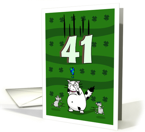 Happy 41st birthday on St. Patrick's Day, Cat and mice card (1423546)