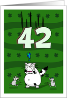 Happy 42nd birthday on St. Patrick’s Day, Cat and mice card