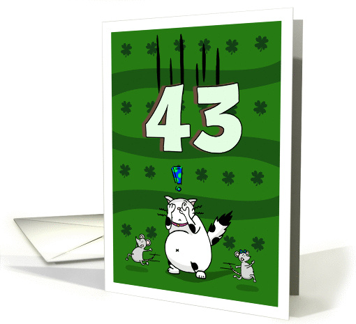Happy 43rd birthday on St. Patrick's Day, Cat and mice card (1423556)