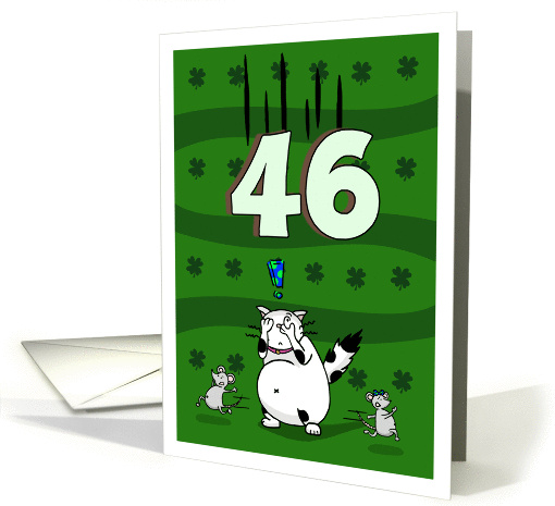 Happy 46th birthday on St. Patrick's Day, Cat and mice card (1423568)