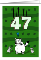 Happy 47th birthday on St. Patrick’s Day, Cat and mice card