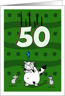 Happy 50th birthday on St. Patrick’s Day, Cat and mice card