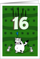 Happy 16th birthday on St. Patrick’s Day, Cat and mice card