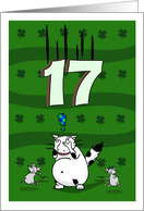 Happy 17th birthday on St. Patrick’s Day, Cat and mice card