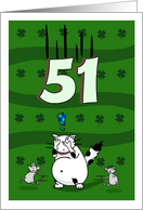 Happy 51st birthday on St. Patrick’s Day, Cat and mice card
