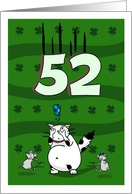 Happy 52nd birthday on St. Patrick’s Day, Cat and mice card