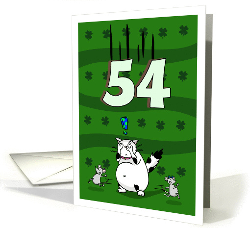 Happy 54th birthday on St. Patrick's Day, Cat and mice card (1423606)