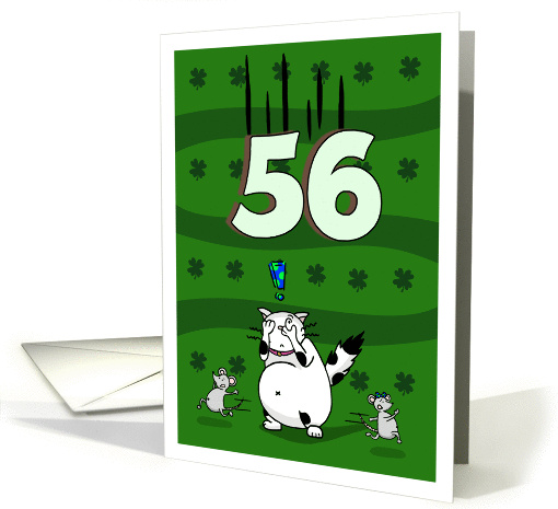 Happy 56th birthday on St. Patrick's Day, Cat and mice card (1423610)