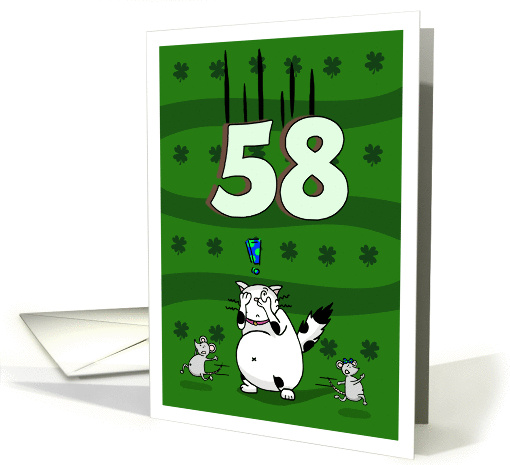 Happy 58th birthday on St. Patrick's Day, Cat and mice card (1423614)