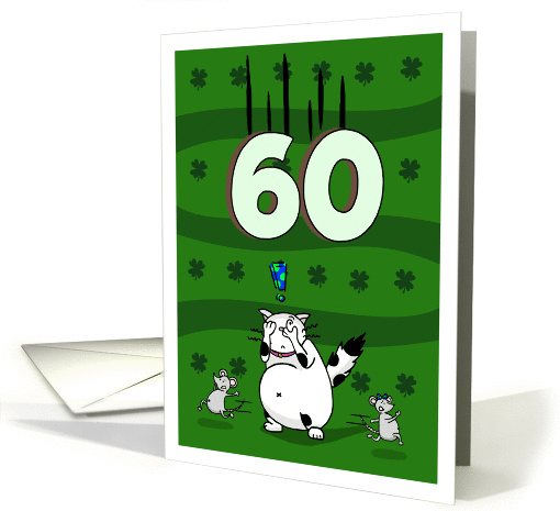 Happy 60th birthday on St. Patrick's Day, Cat and mice card (1423620)