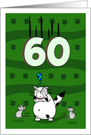 Happy 60th birthday on St. Patrick’s Day, Cat and mice card