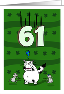 Happy 61st birthday on St. Patrick’s Day, Cat and mice card