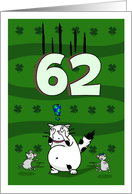 Happy 62nd birthday on St. Patrick’s Day, Cat and mice card