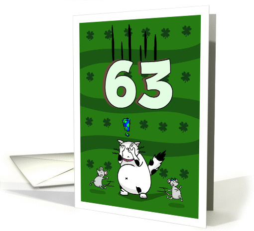 Happy 63rd birthday on St. Patrick's Day, Cat and mice card (1423628)