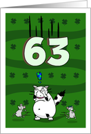 Happy 63rd birthday on St. Patrick’s Day, Cat and mice card