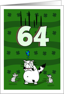 Happy 64th birthday on St. Patrick’s Day, Cat and mice card