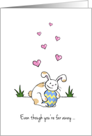 Far away at Easter, Cute Bunny Rabbit with Easter Egg card