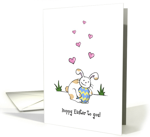 Hoppy Easter to You, Cute Bunny Rabbit with Egg card (1423958)