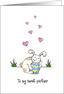 Happy Easter for partner, Cute Bunny Rabbit with Egg card