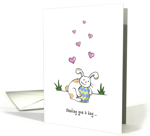 Happy Belated Easter, Cute Bunny Rabbit with Egg card (1423980)