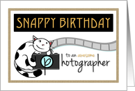 Happy birthday to photographer, Cute cat hugs camera card