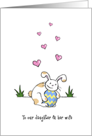 Happy Easter to daughter and her wife, Cute Bunny Rabbit card
