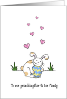 Happy Easter to our granddaughter and family, Cute bunny rabbit card