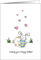 Happy Easter, Like a daughter to me, Cute bunny rabbit hugs egg card