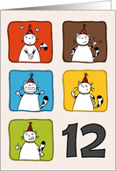 Happy birthday, 12 years old, Cute cats with party hats card