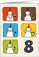 Happy birthday, 8 years old, Cute cats with party hats card