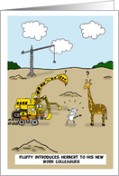 Welcome to new employee, Business card, Giraffe meets cranes card