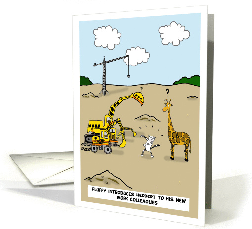 General employee anniversary, Business card, Giraffe meets cranes card