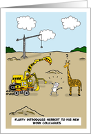 General employee anniversary, Business card, Giraffe meets cranes card
