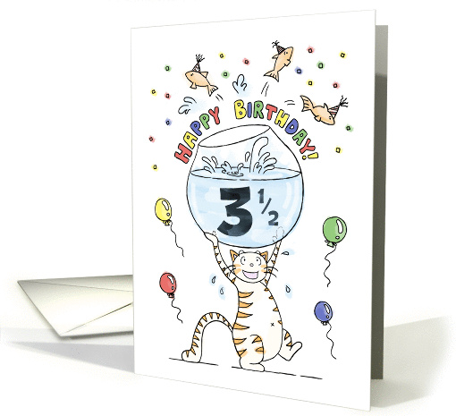 Happy Half Birthday, Age specific, 3 and a half, Cat... (1428456)