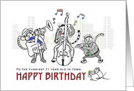 Happy birthday for 71 year old, Jazz cats play music to mice card