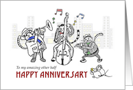 Happy Anniversary to Other Half, Spouse, Jazz cats play music card