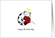 Sympathy, Loss of a Cat, Cat hugging ball of yarn card