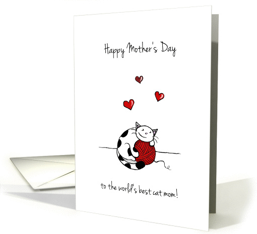 Happy Mother's Day, From pet, From cat, Cat hugging yarn card