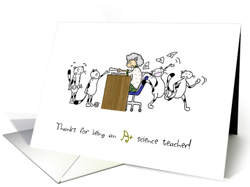 Thank you to science teacher, Student cat passes school exam card