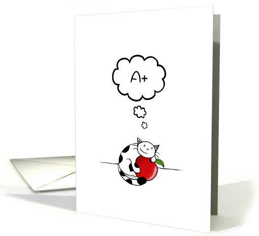 Thank you to excellent teacher, Cute cat hugs apple and... (1434894)