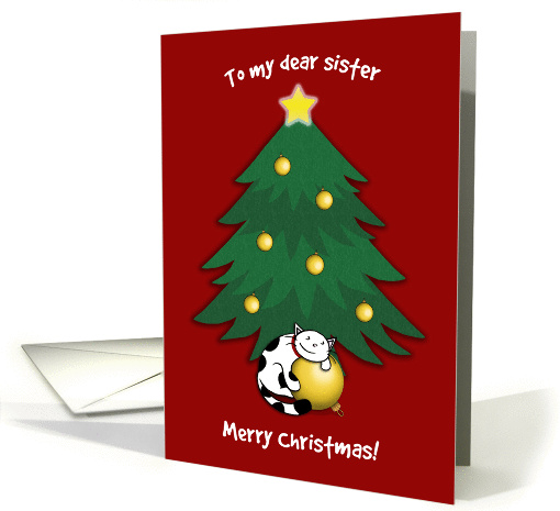 Merry Christmas for Sister, Cute cat hugs ornament by... (1447174)