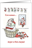 Auguri di Buon Natale for Mamma, Italian Christmas Card, Sleeping cats card