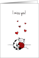 I Miss You During Covid-19 - Cat hugging ball of yarn card
