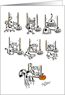 Fluffy the Fraidy Cat on Halloween card